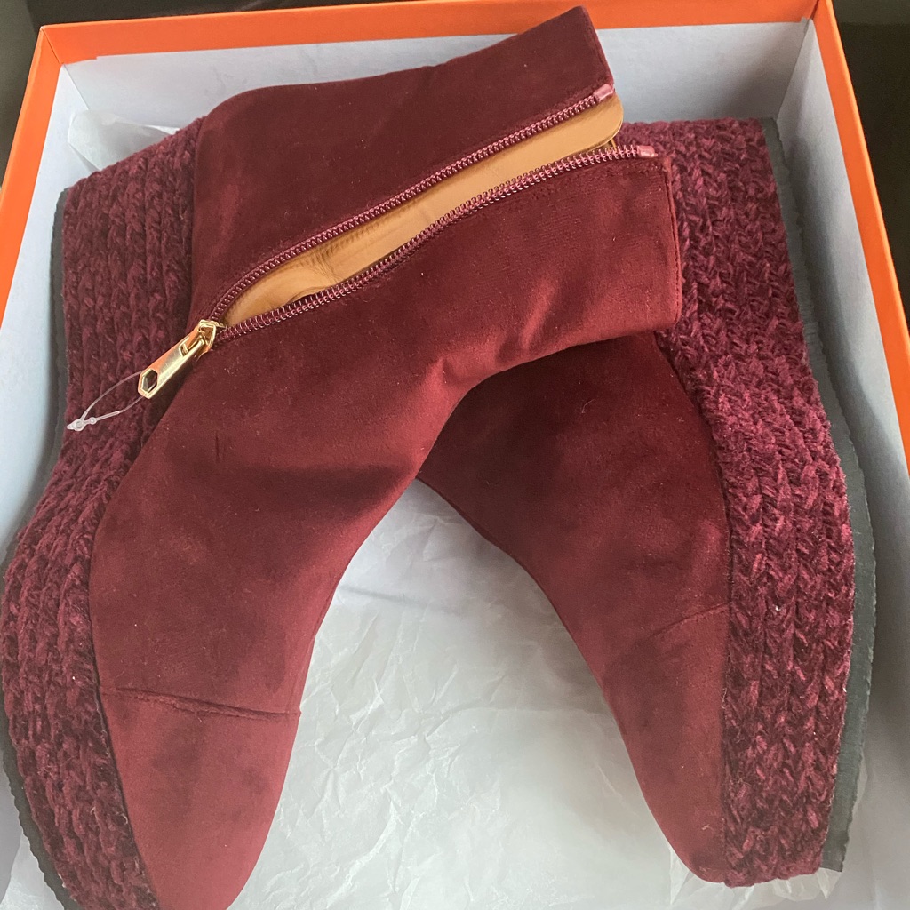 Castaner Nadia Red Wedge Rope Ankle Booties 40 New